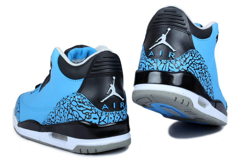 Air Jordan 3 Men Shoes Black/Deepskyblue Online